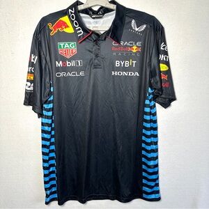 Castore F1 Racing Polo Shirt Men's 2XL Black Short Sleeve Red Bull Mobil 1 New